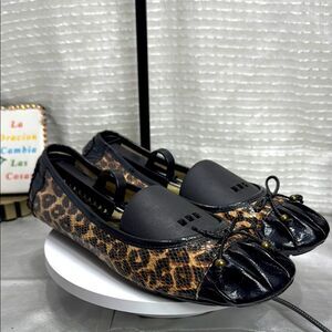 (A2) Anne Klein Sport Brown and Black Leopard Print Flats, size 9M